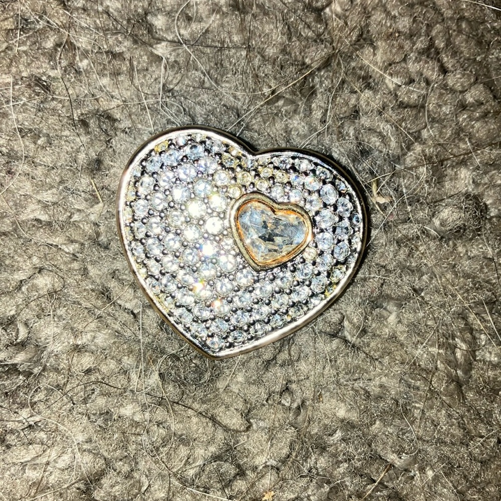 Swarovski gold heart brooch with crystals